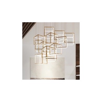 Square Box LED Chandelier light Hotel Project