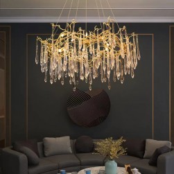 Gold Tree Branch Ceiling light Crystal Chandelier for Living Room