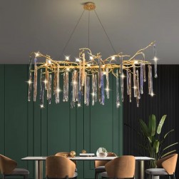 Modern Crystal Gold Brass Chandelier Tree Branch Ceiling light