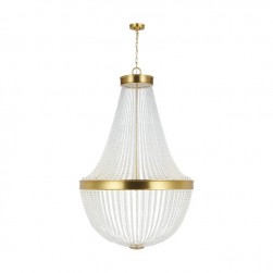 Contemporary Crystal bead chandelier brass