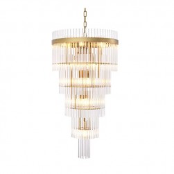 Luxury crystal glass tubes antique brass chandelier staircase