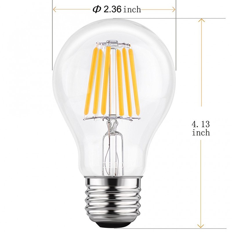 8W led filament bulbs A19 Dimmable E26