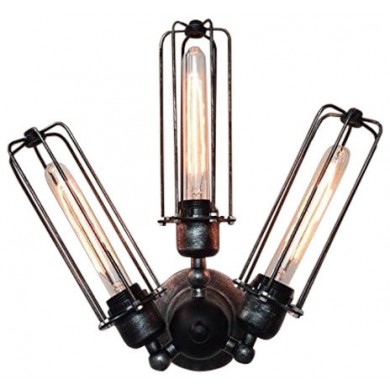 Industrial Wall Sconce Retro Wrought Iron Cage Lamp