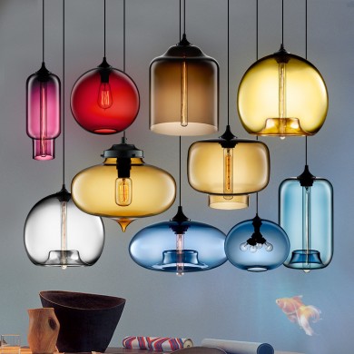 Contemporary hanging light glass coffee shop pendant lamp