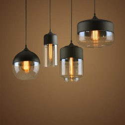 Industrial Vintage Farmhouse Black Smoked glass pendant light