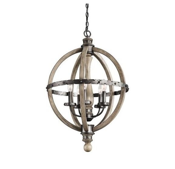 Antique Gray Round white wood chandelier