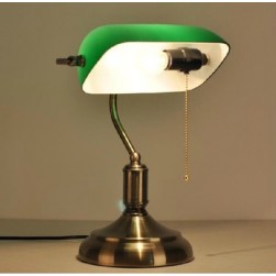 Bronze Base green glass office reading bankers desk lamp