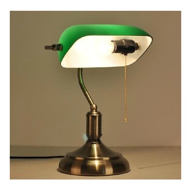 Bronze Base green glass office reading bankers desk lamp