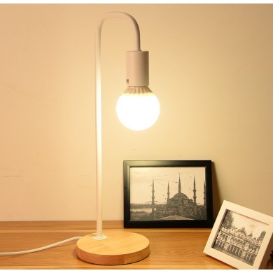 cheap Small Iron + Wood table lamp