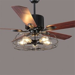 Iron + Wood Fan Semi Flush Ceiling Light