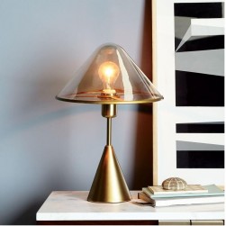 Antique brass fancy clear glass table lamp