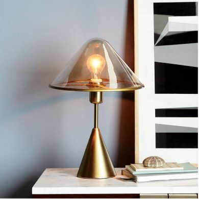 Antique brass fancy clear glass table lamp