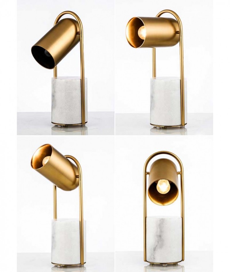 Postmodern brass metals marble luxury table lamp