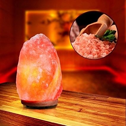 Natural Himalayan Rock Salt Lamps Wood Table Lamp