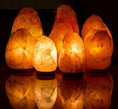 Natural Himalayan Rock Salt Lamps Wood Table Lamp