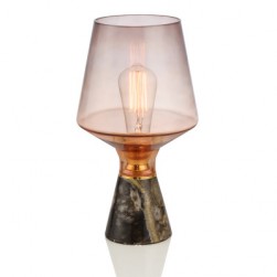 Blue Glass shade marble table lamp
