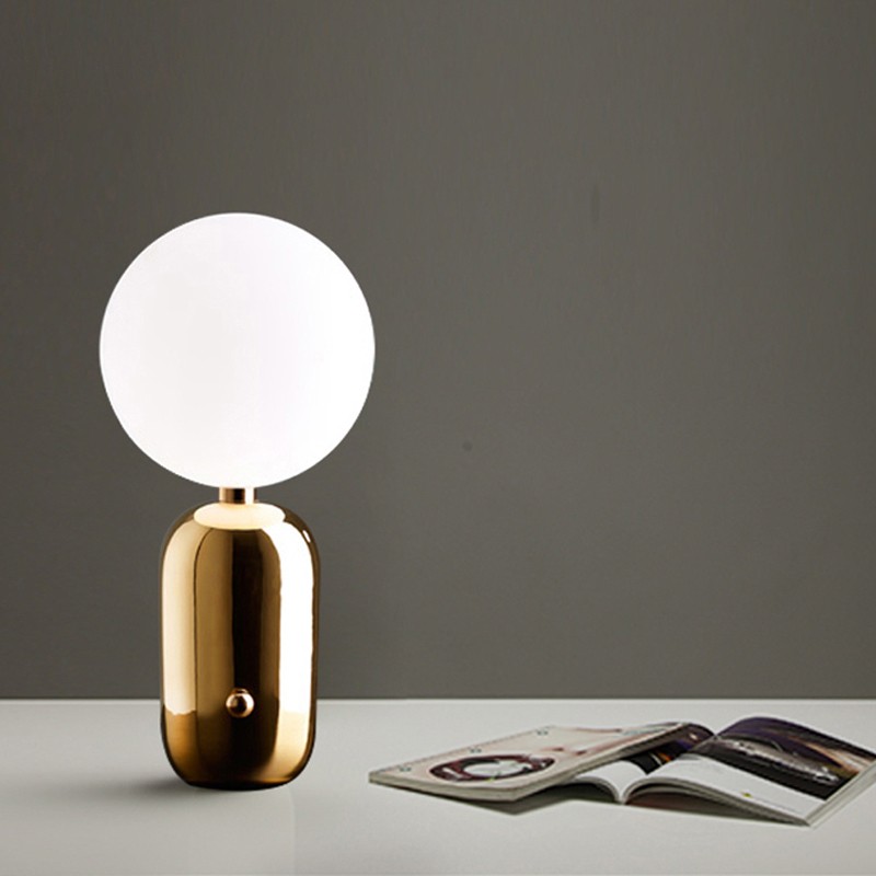 Modern glass small copper table lamp
