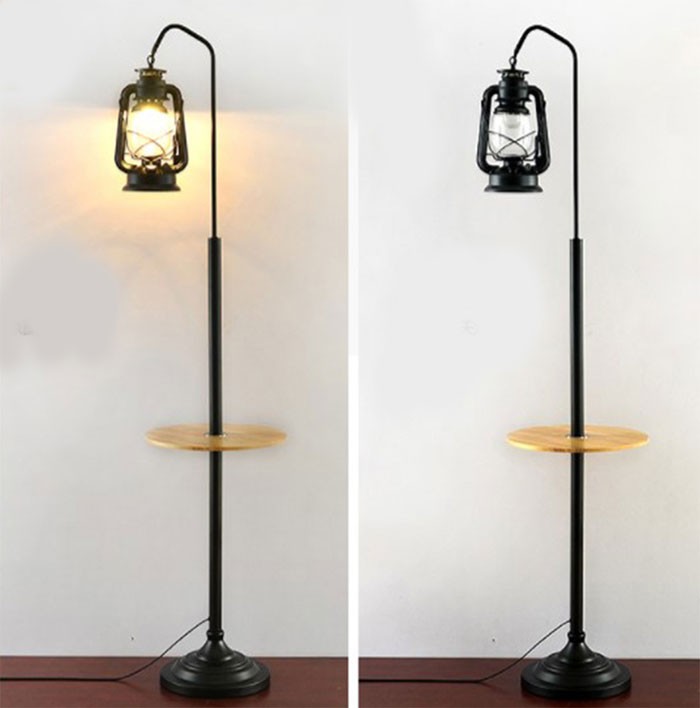 vintage European kerosene Iron floor lamp