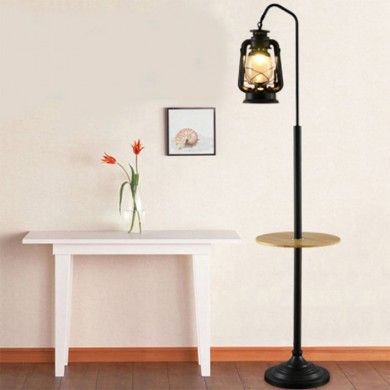 vintage European kerosene Iron floor lamp