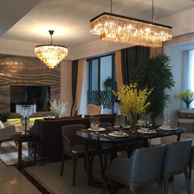RH crystal led chandelier rectangular lighting