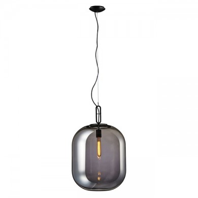 Contemporary large grey clear blown glass pendant light