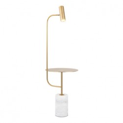Modern marble floor lamp with table attached