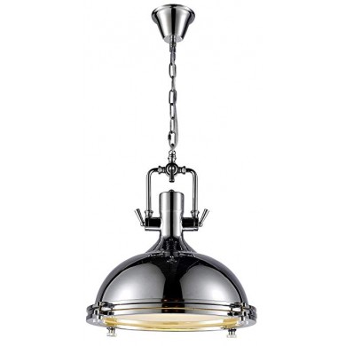 Industrial Chrome Glass Pendant Light
