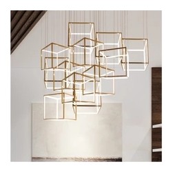 Square Box LED Chandelier light Hotel Project
