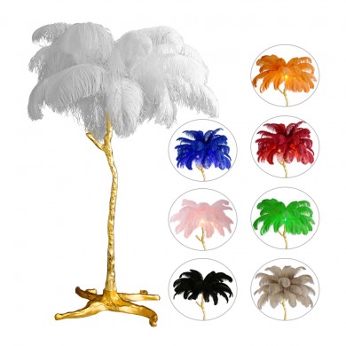 Copper Standing Feather Floor Lamp