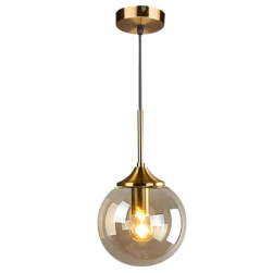 Modern Amber Smoke Glass Globe Hanging Light