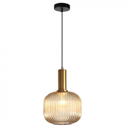 Amber Ribbed Glass Pendant light fixture for living room