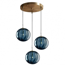 3-Light Globe Blue Glass Pendant Lighting