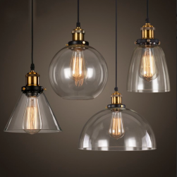 DIY Retro industrial Brass Gold Glass Hanging Pendant Light