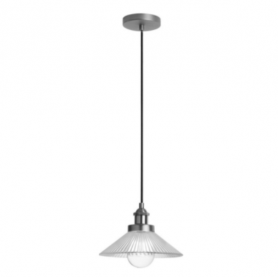 industrial Dome Shaped Ribbed Glass Pendant light fixture