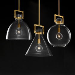 Modern industrial Brass Pendant Glass Hanging Light Fixtures
