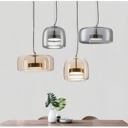 Modern LED Smoked Cognac Glass Pendant Lights