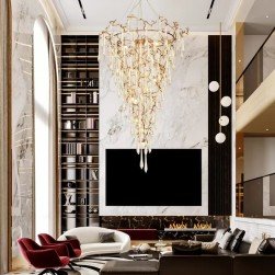 Modern Copper Crystal Branch Chandelier