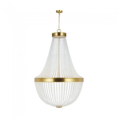 Contemporary Crystal bead chandelier brass