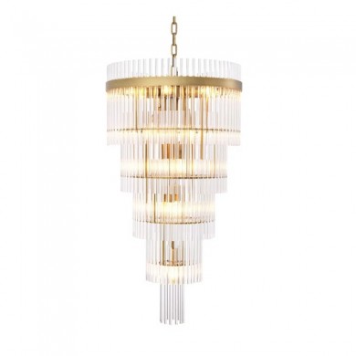 Luxury crystal glass tubes antique brass chandelier staircase